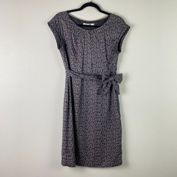 Boden Dress Womens 8 Polka Dot Tie Waist Short Cap Sleeve Viscose Silk - Picture 1 of 11